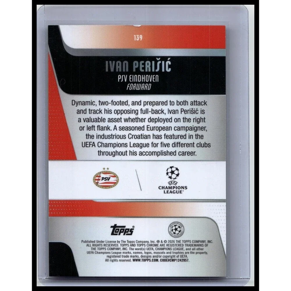 2025-26 Topps Chrome UEFA Ivan Perišić #139 PSV Green Lava Refractor #/99